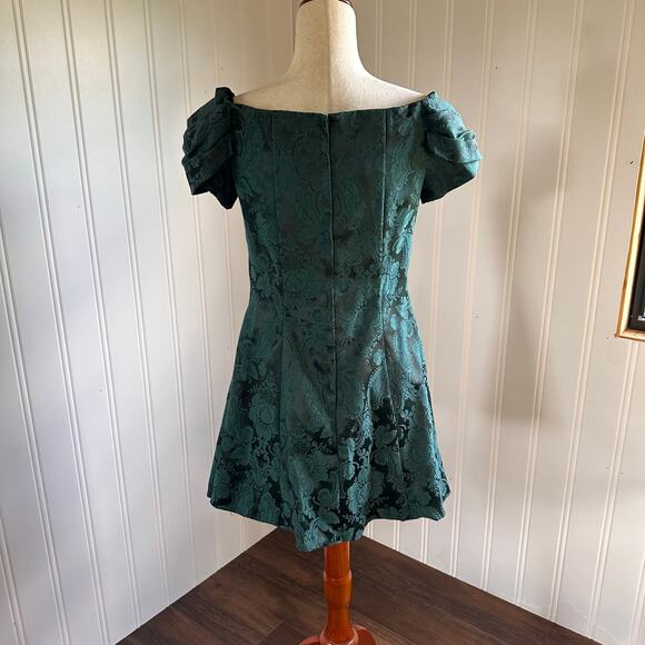Vintage 80s/90s Coquette Brocade Mini Dress 12 - Picture 5 of 8